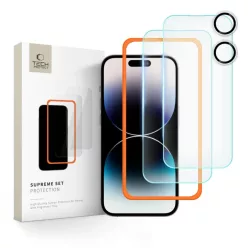   Tech-Protect Supreme készlet 3-csomag iPhone 16 átlátszó üvegfólia