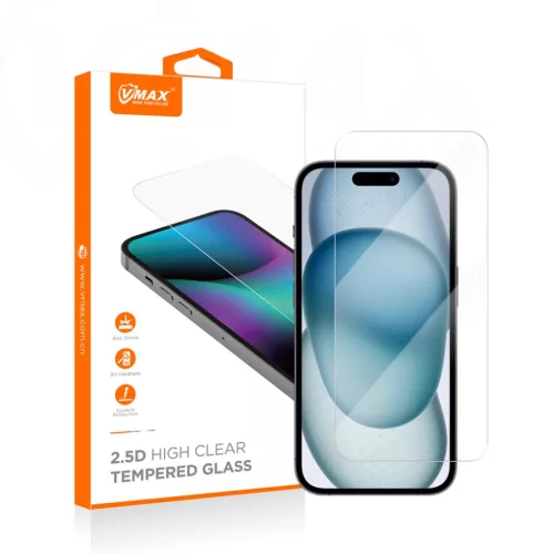Vmax 2,5D Normál Átlátszó Üveg iPhone 15 Pro 6,1" üvegfólia