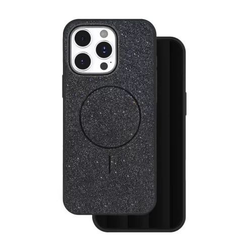 Vékony Csillámos Mágneses tok iPhone 16 Pro 6,3"-hoz fekete tok