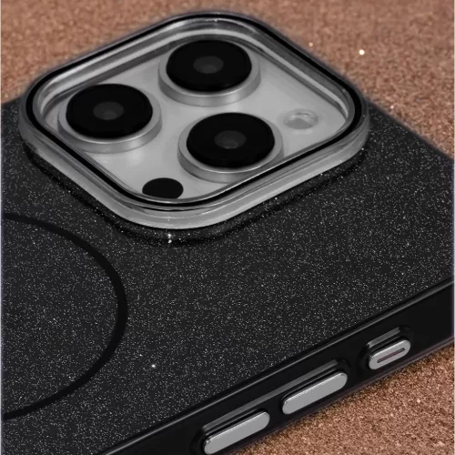 Vékony Csillámos Mágneses tok iPhone 16 Pro 6,3"-hoz fekete tok