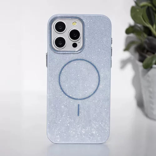 Glitter Vékony Mágnessel rendelkező tok iPhone 16 Pro 6,3"-hez kék
