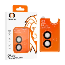   Edzett üveg Tel Protect Titanium Lens 99% AR kamera védelem iPhone 16/16 Plus fekete (2 db lencse) üvegfólia