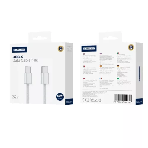 JELLICO kábel IP15 USB-C - USB-C PD 60W 1M Fehér