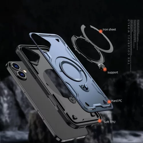 Hybrid Armor Trendy tok MagSafe kompatibilitással iPhone 16 Plus - Kék