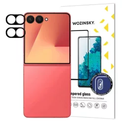   Fekete Wozinsky Teljes Kamera Üveg Samsung Galaxy Z Flip 7, Készlet 2 db, üvegfólia