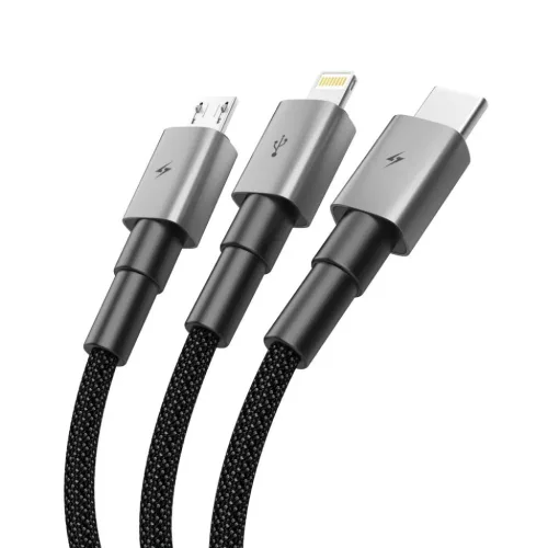 Type-C Tech-Protect Ultraboost Dna 3in1 Lightning & Micro-USB Kábel 3A 120cm Vas Szürke,