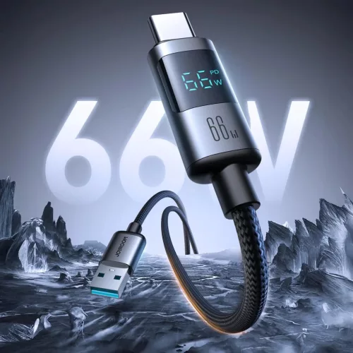 Joyroom S-A16 Pro Prism Series 66W USB-A - USB-C kábel kijelzővel 1.2m - Fekete
