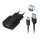 Forever TC-01 töltő 1x USB 2A fekete + USB-C kábel