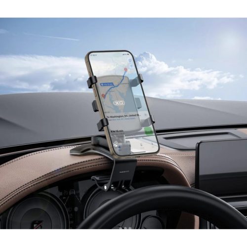 XO autós telefontartó C171 fekete műszerfalra ívre csíptethető