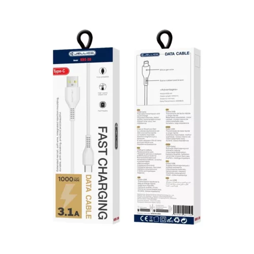 JELLICO kábel KDS-30 USB-C 3.1A 1M Fehér