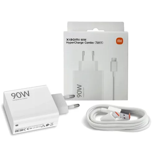 Xiaomi MDY-15-EK USB-A 90W Utazó Töltő + Adatkábel USB-C 6A Fehér