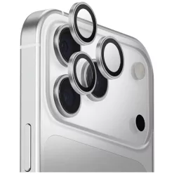   iPhone 17 Pro / iPhone 17 Pro Max Ezüst Uniq Optix alumínium kamera lencsevédő alkalmazóval, üvegfólia