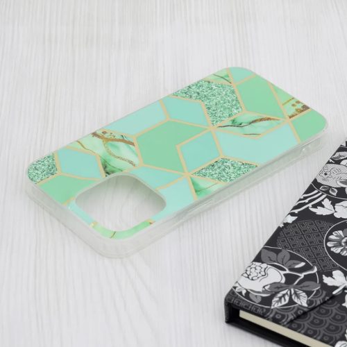 Techsuit - Márványsorozat - iPhone 15 Pro Max - Zöld Hex tok