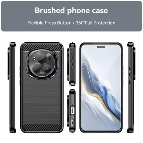 Techsuit - Szénszálas Szilikon - Honor Magic6 Pro - Fekete tok