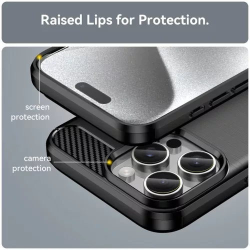 Techsuit - Szénszálas Szilikon - iPhone 16 Pro - Fekete tok