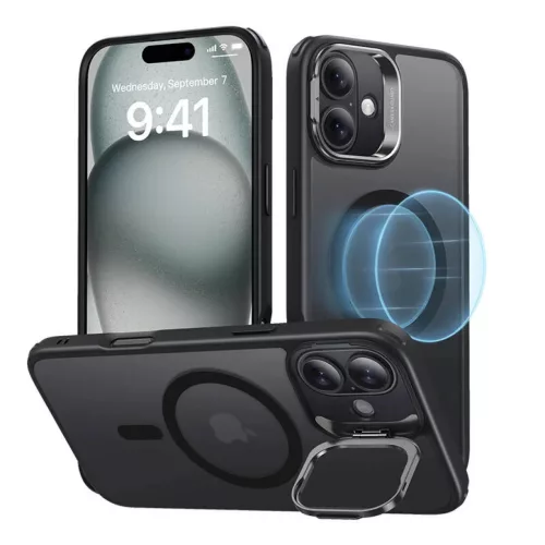 iPhone 16 Matt Fekete ESR Classic Hybrid tok Stash Standdal (HaloLock)