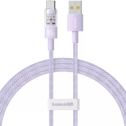 Baseus - Data Cable Gem (P10373002511-00) - USB a Type-C-hez, Szuper Gyors Töltés 100W, 1m - Nebula Lila