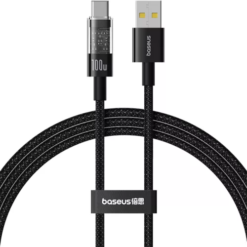 USB to Type-C Cluster Black Baseus Data Cable Gem (P10373002111-01) - Szupergyors töltés 100W, 2m