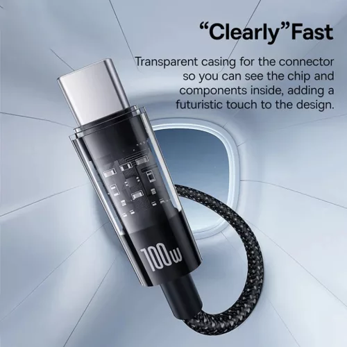 USB to Type-C Cluster Black Baseus Data Cable Gem (P10373002111-01) - Szupergyors töltés 100W, 2m
