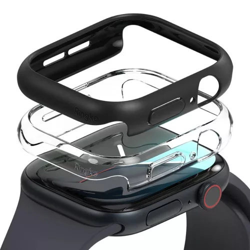 RINGKE SLIM 2-PACK APPLE WATCH 10/11 (46 MM) ÁTLÁTSZÓ & MATT FEKETE tok