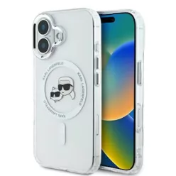   iPhone 16 Plus átlátszó Karl Lagerfeld IML K&CH Heads Metal Frame MagSafe tok