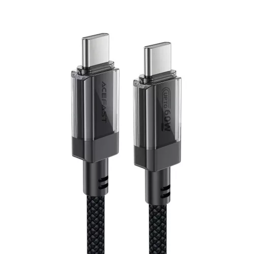 Acefast C12 USB-C / USB-C PD kábel 60W 480Mb/s, nejlon fonattal - fekete