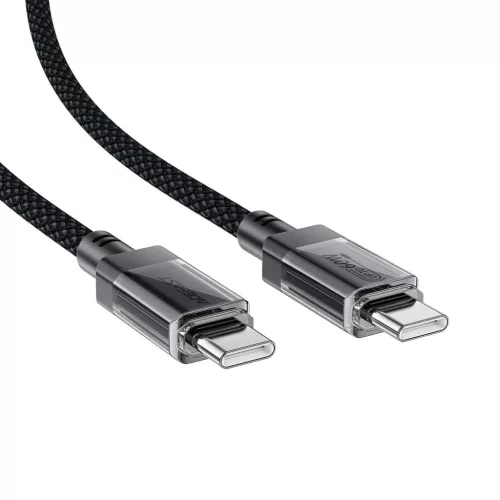 Acefast C12 USB-C / USB-C PD kábel 60W 480Mb/s, nejlon fonattal - fekete