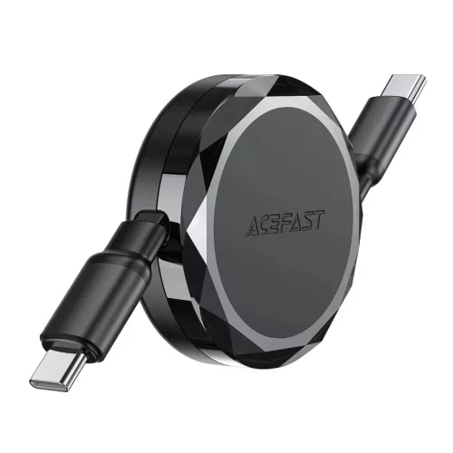 Acefast C13-03 USB-C - USB-C 60W Kábel Visszahúzható - Fekete