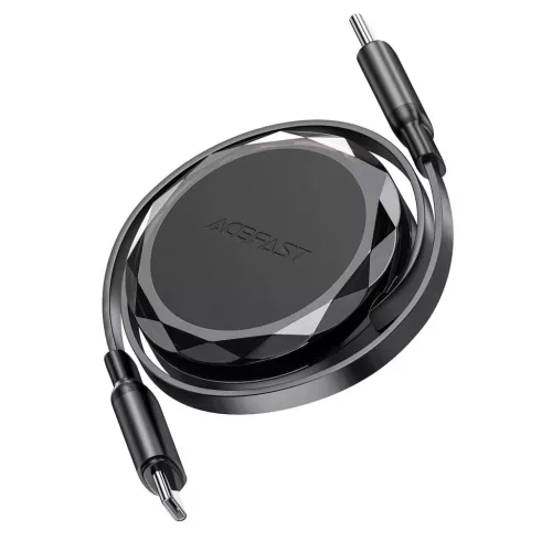 Acefast C13-03 USB-C - USB-C 60W Kábel Visszahúzható - Fekete