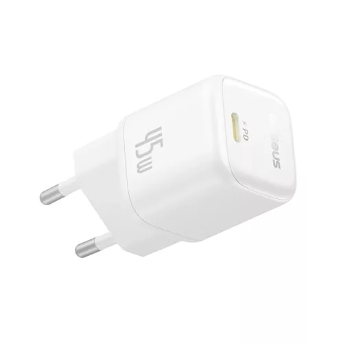 Baseus - Fali Töltő PicoGo (P10176800213-00) - GaN, Gyors Töltés, 45W, USB-C - Holdfehér