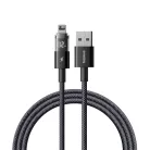 Baseus - Adatkabel Kijelző 2 (P10382700121-01) - USB Lightning csatlakozóval, Gyors Töltés, Digitális Kijelző, 2.4A, 2m - Kozmikus Fekete