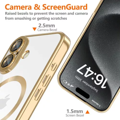 Techsuit - Luxus Kristály MagSafe - iPhone 16e/17e - Arany tok