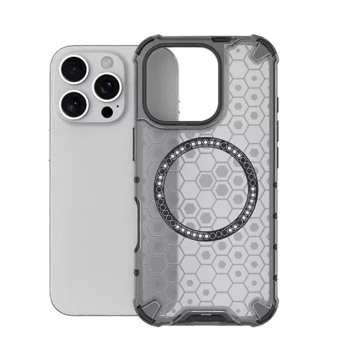 Techsuit - HoneyComb Pajzs MagSafe - iPhone 16 Pro - Fekete tok