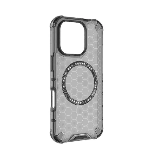 Techsuit - HoneyComb Pajzs MagSafe - iPhone 16 Pro - Fekete tok