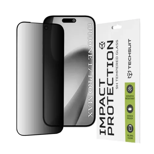 iPhone 17 Pro Max Techsuit 111D Privacy Teljes Ragasztás Fekete üvegfólia