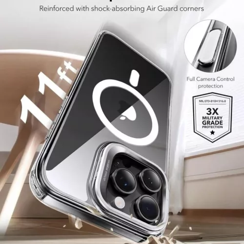 iPhone 16 Pro Átlátszó ESR Klasszikus Hibrid HaloLock Kitámasztó tok