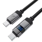 Data Cable (C15-03) Acefast Fekete - Digitális kijelzővel, gyors töltés, Type-C a Type-C, 60W, 3A, cinkötvözet, 1.2m