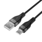 USB to Type-C 1,2 m Acefast Data Cable (C11-04) Mágneses Feltekerhető, Gyors Töltés, Állítható Hosszúság, 3A - Fekete