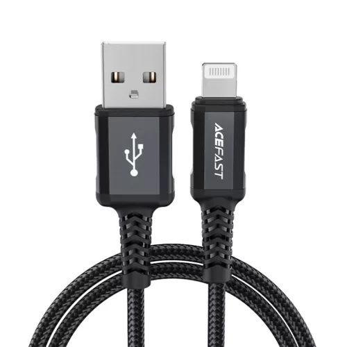USB to Lightning 2.4A Fekete Acefast Data Cable (C4-02) - Gyors Töltés, Alumínium Ötvözet, 1.8m