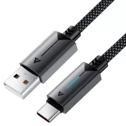   Acefast USB Type-C adatkábel (C19-04), gyors töltés, 3A, hajlítás-álló, nejlonszövés, 1,2 m - fekete