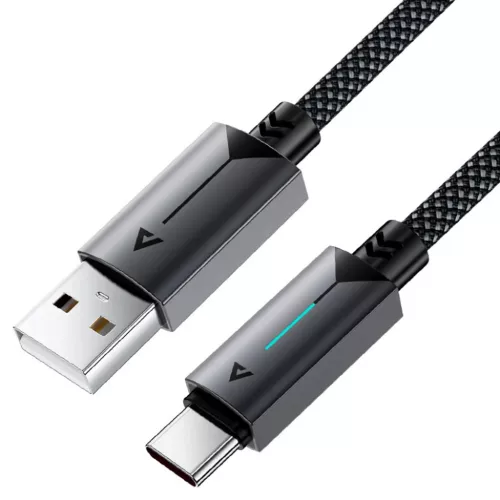 Acefast USB Type-C adatkábel (C19-04), gyors töltés, 3A, hajlítás-álló, nejlonszövés, 1,2 m - fekete