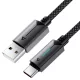 Acefast USB Type-C adatkábel (C19-04), gyors töltés, 3A, hajlítás-álló, nejlonszövés, 1,2 m - fekete