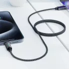 Acefast USB Type-C adatkábel (C19-04), gyors töltés, 3A, hajlítás-álló, nejlonszövés, 1,2 m - fekete