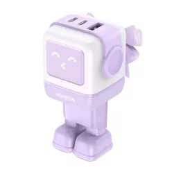   Fali töltő Ugreen Nexode RG (Robot GaN), 2x USB-C + USB, 65W (lila)
