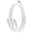 Baseus Data Cable Silky - Gyors töltés, Type-C to Micro-USB, Lightning, USB-C, 100W, 1.5m - Holdfehér