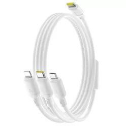   Baseus Data Cable Silky - Gyors töltés, Type-C to Micro-USB, Lightning, USB-C, 100W, 1.5m - Holdfehér