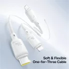 Baseus Data Cable Silky - Gyors töltés, Type-C to Micro-USB, Lightning, USB-C, 100W, 1.5m - Holdfehér