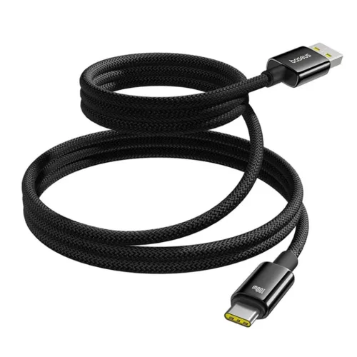 Data Cable Tungsten Gold Baseus (P10319805111-02) - Type-C to USB, Szuper Gyors Töltés, 100W, 480Mbps, 1m - Fekete