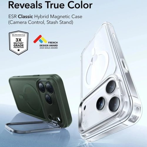 iPhone 17 Pro Max ESR Classic Hybrid HaloLock Kickstand - Mattzöld tok