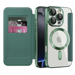 Techsuit - SmartMag Könyvtok - iPhone 16 Pro - Zöld tok